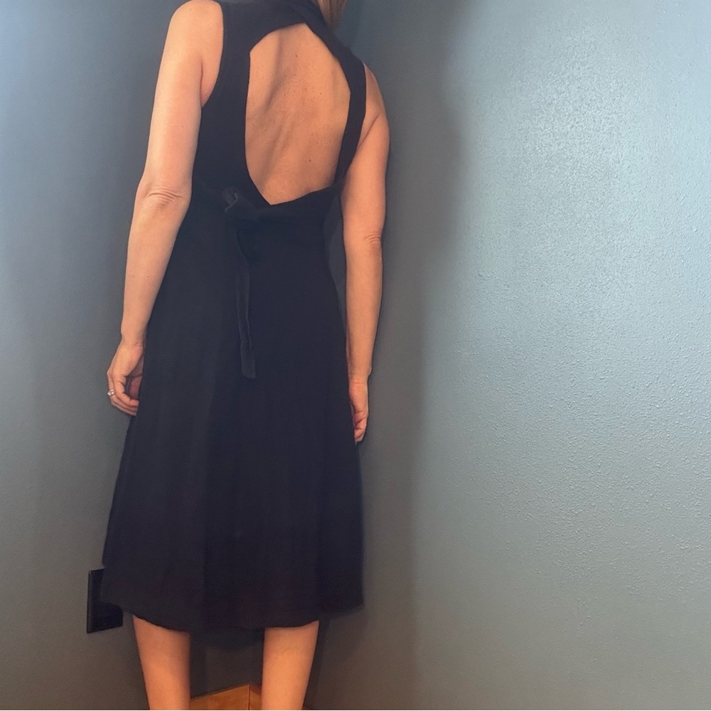 Free People Black Cotton Button Front Halter Dress with Open Back Size Small - Picture 4 of 12